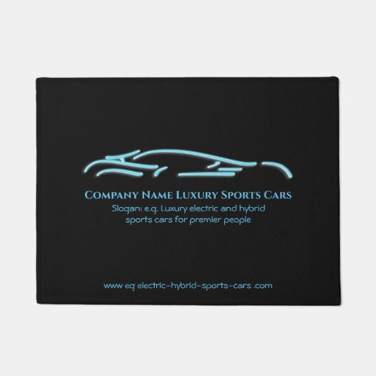 Luxekar-logo - Ice Blue-sportauto op zwart Deurmat (Voorkant)
