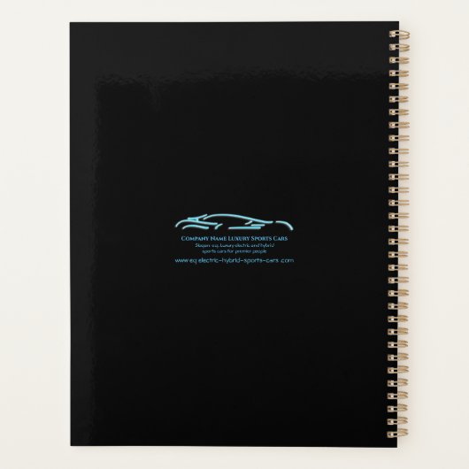 Luxekar-logo - Ice Blue-sportauto op zwart Planner (Achterkant)