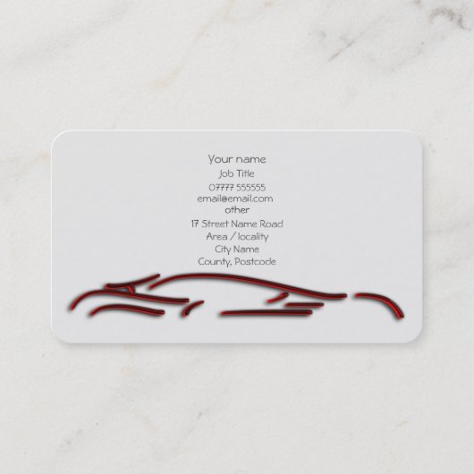 Luxekar logo - Red Sportscar, zwarte sjabloon Visitekaartje (Achterkant)