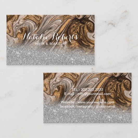 Luxeker en goudmarmer Modern Beauty Salon Visitekaartje (Voorkant / Achterkant)