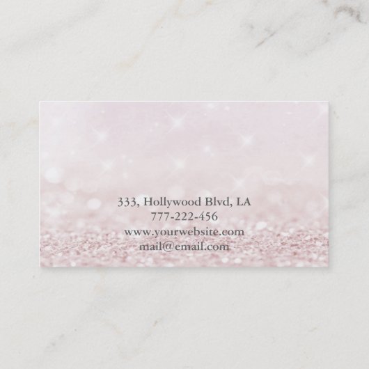 Luxeklade elegant faux glitter zilverschaar visitekaartje (Achterkant)