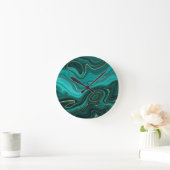 Luxeklam Turquoise Abstracte patroon Ronde Klok (Huis)