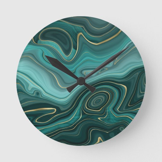 Luxeklam Turquoise Abstracte patroon Ronde Klok (Voorkant)