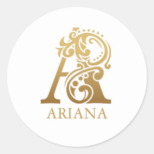 Luxekletter A in goud op wit Ronde Sticker