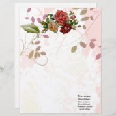 Luxeklinnen Roos floreert bloem Dank u wel papier Briefhoofd (Voorkant / Achterkant)