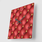 Luxeklok van rood en gouddiamant vierkante klok (Hoek)