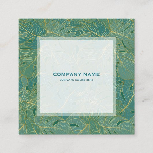 Luxekonie en goudpalmbladeren patroon vierkante visitekaartje (Voorkant)