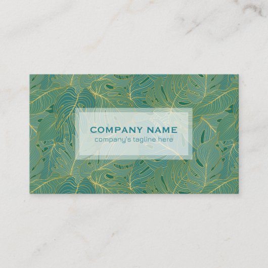 Luxekonie en goudpalmbladeren patroon visitekaartje (Voorkant)