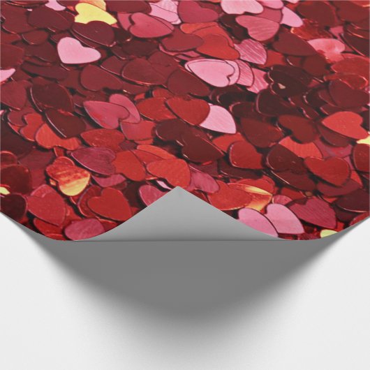 Luxekool Rood en goudglitter harten Cadeaupapier (Hoek)
