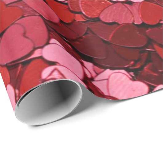 Luxekool Rood en goudglitter harten Cadeaupapier (Rol Hoek)