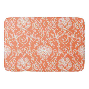 Luxekoraal en White Damask Pattern Decoratief Badmat