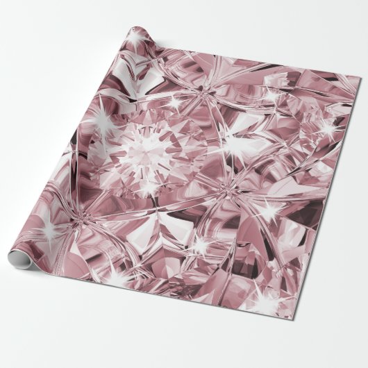 Luxekrealistische diamanttextuur elegante roze cadeaupapier (Uitgerold)