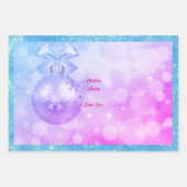 Luxekroze en blauwe kerst-feestdagen inpakpapier vel (Voorkant)