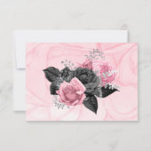 Luxekroze en zwarte Floral Inking Wedding Save T Save The Date (Achterkant)