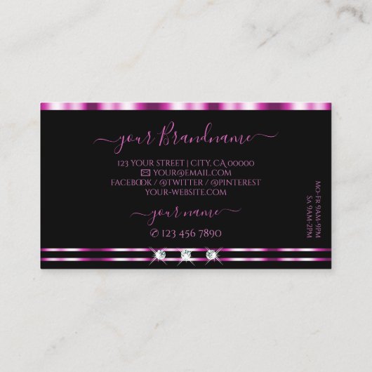 Luxekroze en zwarte mousserende diamanten met Logo Visitekaartje (Achterkant)