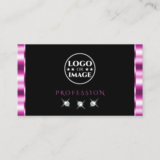 Luxekroze en zwarte mousserende diamanten met Logo Visitekaartje (Voorkant)