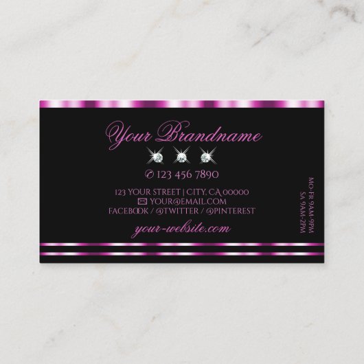 Luxekroze en zwarte mousserende diamanten stijlvol visitekaartje (Achterkant)
