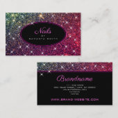 Luxekroze glitter Trendy Luminous Stars Nails Visitekaartje (Voorkant / Achterkant)