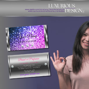 Luxekroze Paarse glitter Luminous Sparkle Jewels Visitekaartje