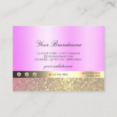 Luxekroze Paarse goudglitter en Logo Visitekaartje (Achterkant)