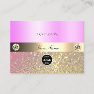 Luxekroze Paarse goudglitter en Logo Visitekaartje