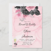 Luxekroze zwarte flora inktBrunch en breekbaar Kaart (Voorkant)