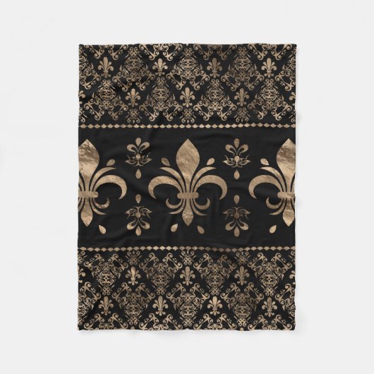 Luxekuntje en gouden versiering van de Fleur-de-li Fleece Deken (Voorkant)