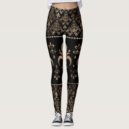 Luxekuntje en gouden versiering van de Fleur-de-li Leggings (Voorkant)