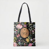 Luxekzwart en pastelroze monogram tote bag (Voorkant)