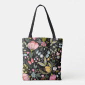 Luxekzwart en pastelroze monogram tote bag (Achterkant)