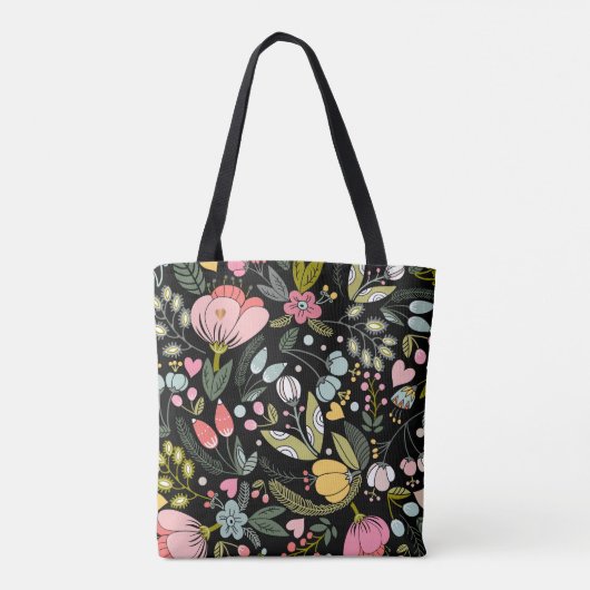 Luxekzwart en pastelroze monogram tote bag (Achterkant)