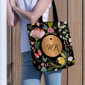 Luxekzwart en pastelroze monogram tote bag