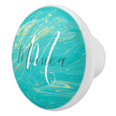 Luxelegant Marble Gold modern monogram Keramische Knop (Rechts)