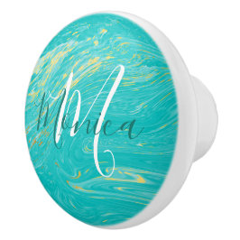 Luxelegant Marble Gold modern monogram Keramische Knop