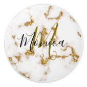 Luxelegant Marble Goud modern monogram Keramische Knop (Voorkant)