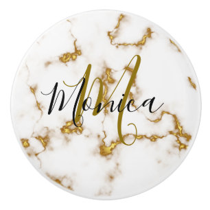 Luxelegant Marble Goud modern monogram Keramische Knop