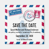 Luxembourg Air Mail Bruiloft Save the Date Magneet (Voorkant)