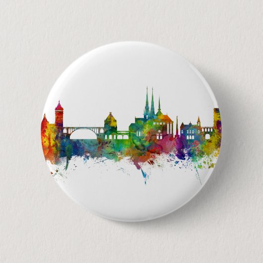 Luxembourg City Skyline Ronde Button 5,7 Cm (Voorkant)