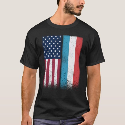 Luxembourg Flag Shirt USA And Luxembourg Flags Pro (Voorkant)
