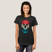 Luxembourg Flag Skull Luxembourger Roots Proud Pat T-shirt (Voorkant volledig)