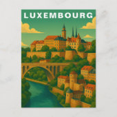 Luxembourg Historic Viaduct European Travel Briefkaart (Voorkant)