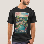 Luxembourg Landscape Illustration Travel Art Retro T-shirt<br><div class="desc">Luxembourg retro vector travel design. Luxembourg,  the heart of Europe,  is a small yet stunning country known for its medieval fortresses,  scenic valleys,  and cosmopolitan capital.</div>