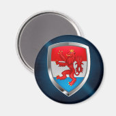 Luxembourg Metallic Emblem Magneet (Voorkant / Achterkant)