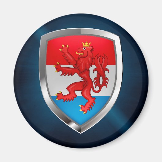 Luxembourg Metallic Emblem Magneet (Voorkant)