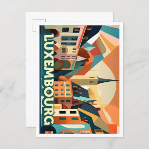 Luxembourg Travel artistiek kleurrijk Briefkaart