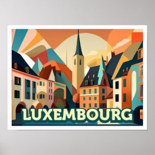 Luxembourg Travel artistiek kleurrijk Poster