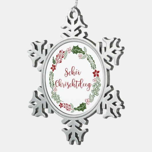 Luxembourgish Merry Kerstmis, Schéi Chrëschtdeeg Tin Sneeuwvlok Ornament (Rechts)