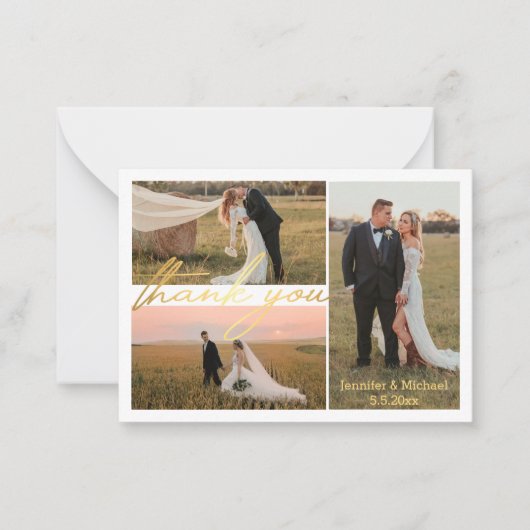 luxemburg bedankt jullie 3 foto ' s bruiloft colla notitiekaartje (Voorkant)