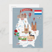 Luxemburg Cartoon Map Briefkaart (Voorkant / Achterkant)