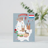 Luxemburg Cartoon Map Briefkaart (Staand voorkant)